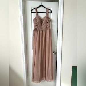 Azazie Taupe Floor Length Dress - Size 12